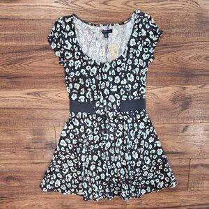 NWT American Eagle Women's Animal Print Short Sleeve Mini Skater Dress X-Small